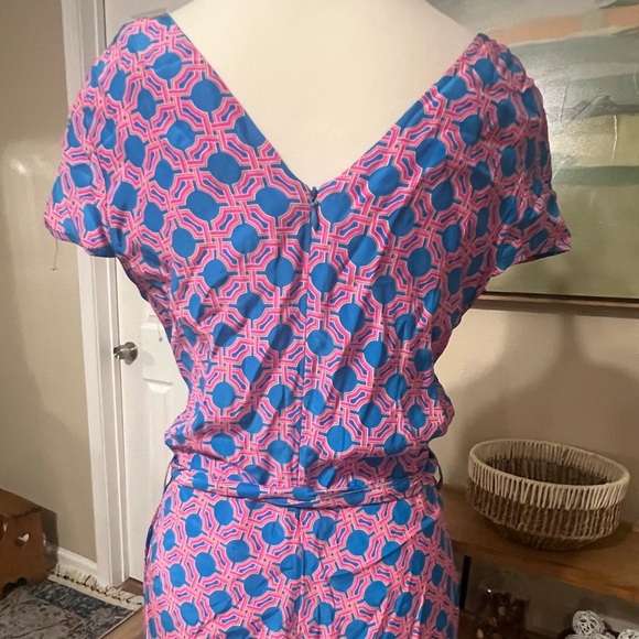 Julie Brown NYC 100% Silk Romper with pockets Geometric Print Size 4 - Picture 5 of 12